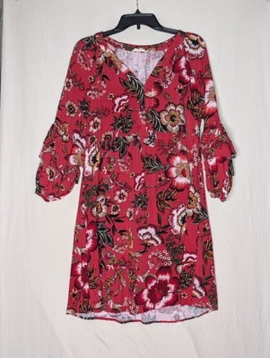 Hope Springs Dresses & Skirts - Hope Springs‎ Women's Red Floral Long Sleeve Dress Size Medium V Neck